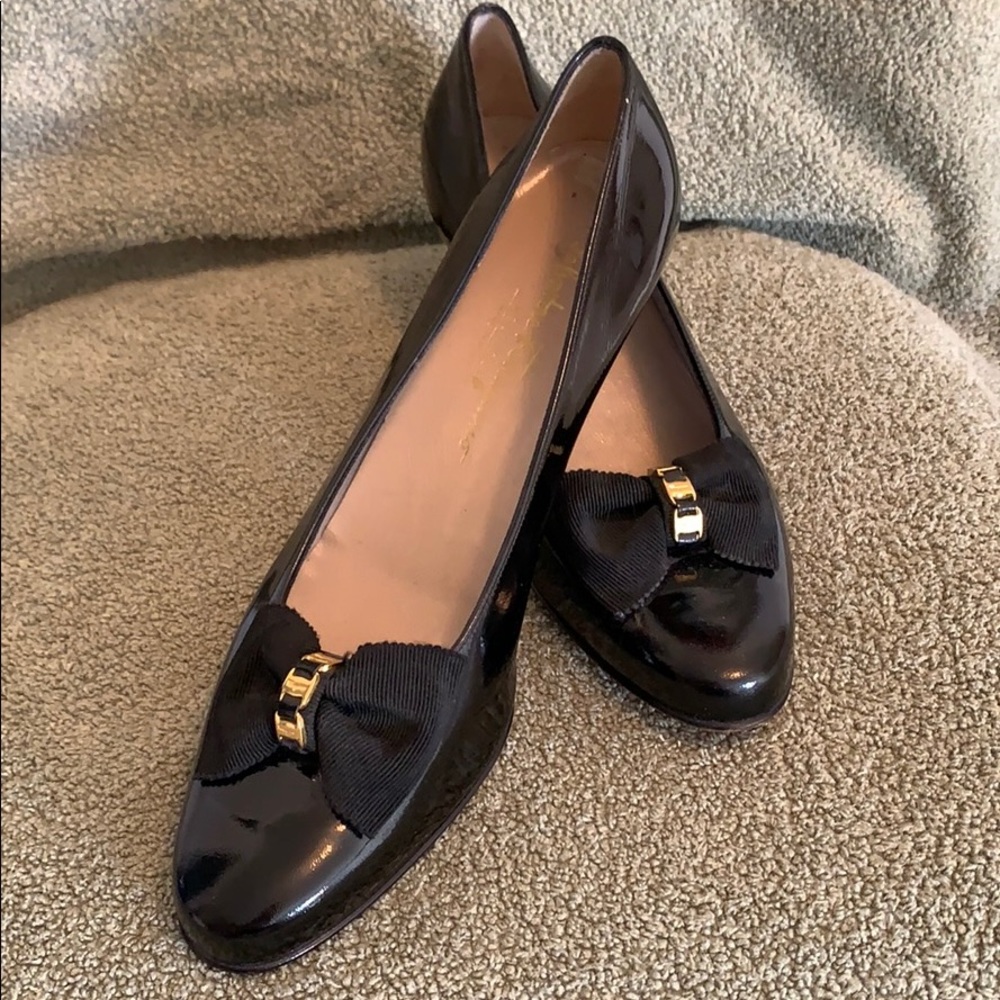 New Blk Ferragamo Patent Heels size 11B